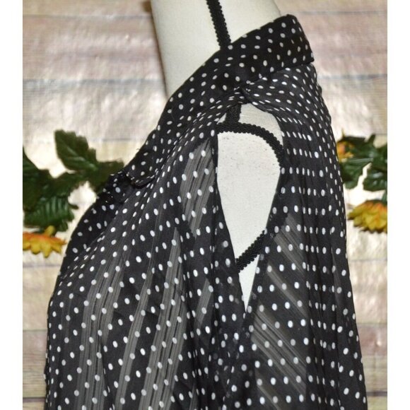 Lane Bryant Black Polka Dot Button Front Sheer Blouse Plus Size 22W 24W Tunic - Picture 6 of 11